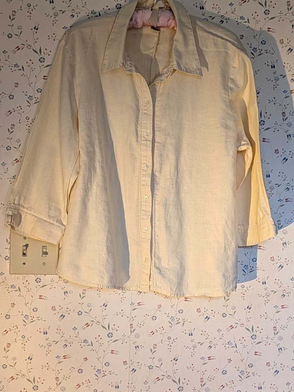 💛 Linen XL Button-Up Blouse Old Navy Shirt Butter. Sof airy comfortable clean